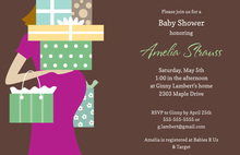 Aqua Baby Buggy Yellow Border Shower Invitations