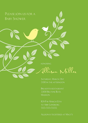 Modern Green Wave Mama Bird Thank You Cards