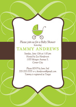 Modern Scroll Green Invitation