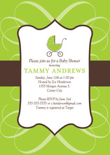 Modern Scroll Green Invitation