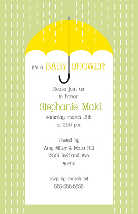 Classic Umbrella Shower In Blue Invitation