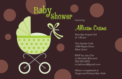 Modern Polka Dots Stroller Baby Girl Invites