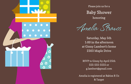 Stack Gifts Girl Baby Shower Invitations