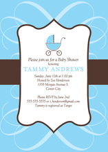 Modern Scroll Blue Invitations