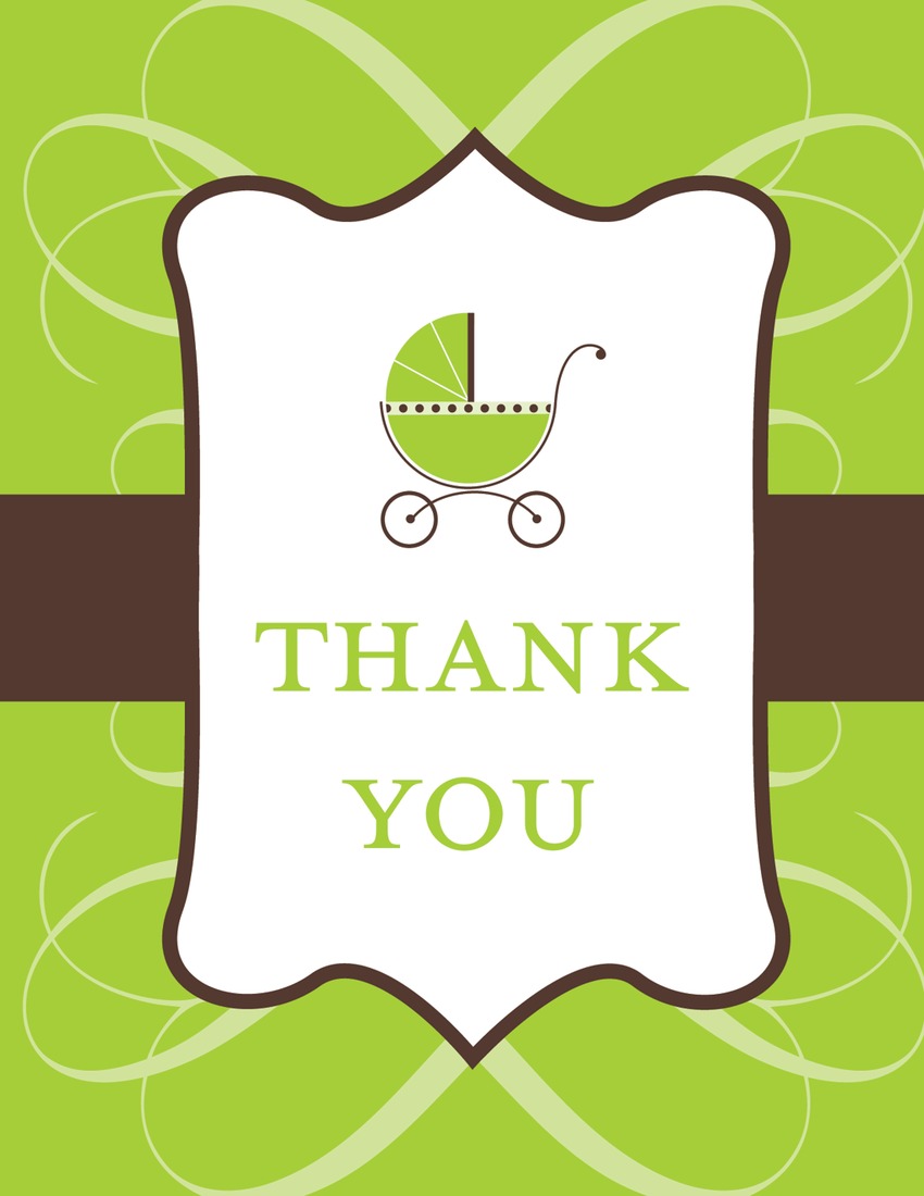 Classic Scroll Green Thank You Cards