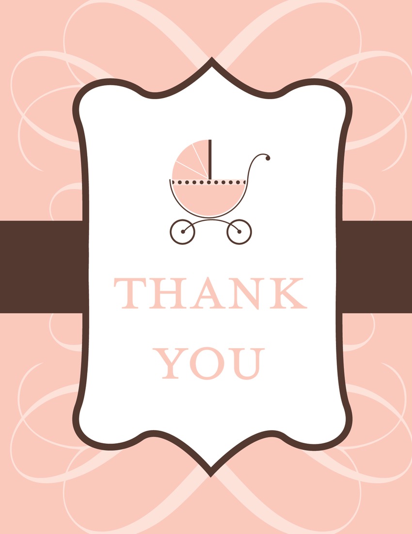 Classic Scroll Pink Thank You Cards
