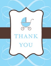 Classic Scroll Blue Thank You Cards