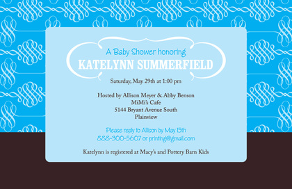 Stylish Flourish Green Pattern Modern Invitations