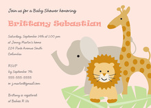 Three Animals Girl Baby Shower Invitations