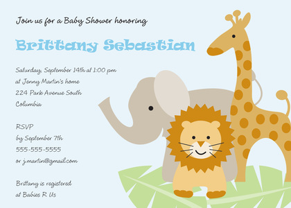 Three Popular Jungle Animals Theme Invitations
