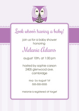 Sleepy Owl In Polka Dots Pink Invitations