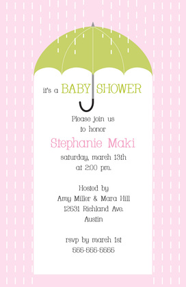 Classic Umbrella Shower In Blue Invitation