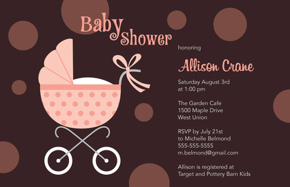 Chocolate Modern Polka Dots Stroller Invites