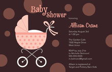 Modern Polka Dots Stroller Baby Girl Invites