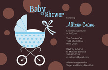 Classy Polka Dots Stroller Baby Boy Invites