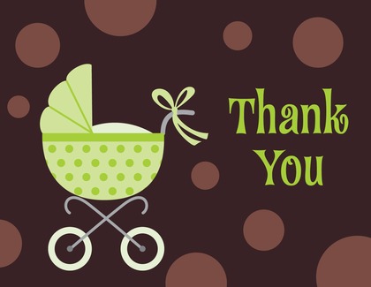 Polka Dots Stroller Boy Thank You Cards