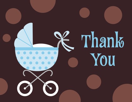 Polka Dots Stroller Girl Thank You Cards