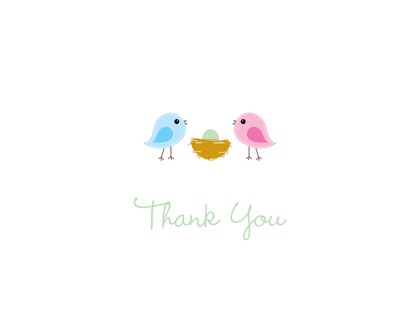 Pink Egg Bird Family Thank You Cards