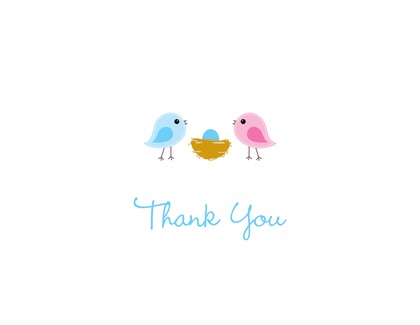 Pink Egg Bird Family Thank You Cards