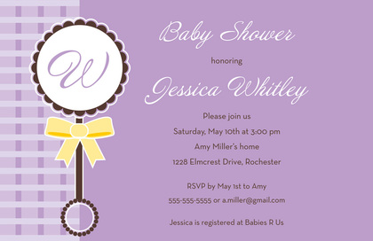 Monogram Modern Rattle Invitation