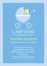 Bright Blue Baby Buggy Invitations