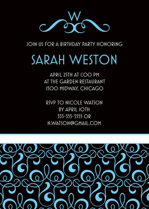 Timeless Green Filigree Stylish Party Invitations