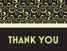 Trendy Green Damask Border Thank You Cards