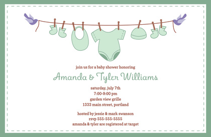 Clothes Pin Boy Baby Shower Invitations