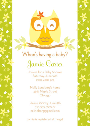 Cutie Owl Girl Invitation