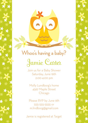 Cutie Owl Boy Invitations