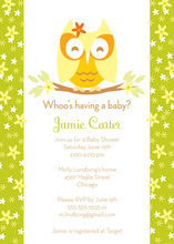 Yellow Owl Chevron Baby Shower Fill-in Invites