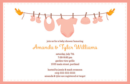 Clothes Pin Boy Baby Shower Invitations