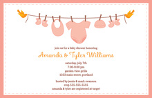 Clothes Pin Girl Baby Shower Invitations