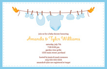 Clothes Pin Boy Baby Shower Invitations