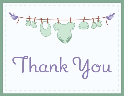 Baby Boy Clothes Line Thank You Cards