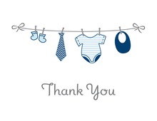 Baby Boy Clothes Line Thank You Cards