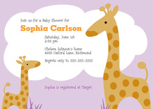 Pink Giraffes Chevron Invitations