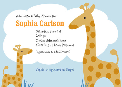 Giraffe Baby Shower Blank Invitations With Envelopes, 20-Count