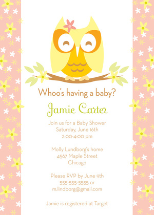 Cutie Owl Boy Invitations