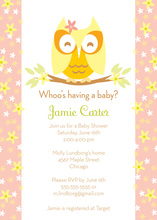 Sleepy Owl In Polka Dots Pink Invitations