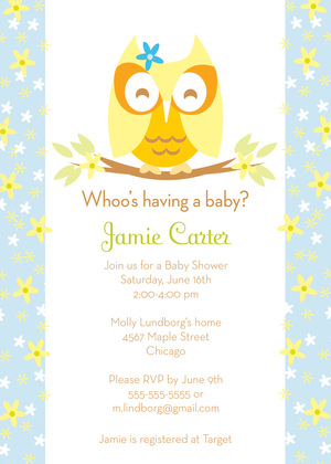 Cutie Owl Girl Invitation
