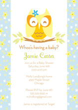 Blue Owl Chevron Baby Shower Fill-in Invites