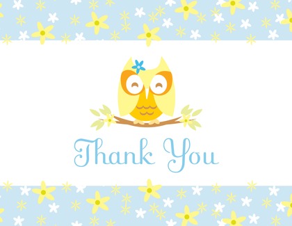 Cutie Owl Girl Thank You Cards