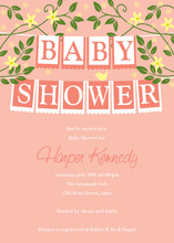 Pink Elephants Rustic Baby Shower Invitation