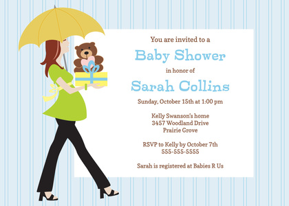 Walking Belly Mom For Baby Girl Invitations