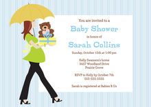 Walking Belly Mom For Baby Boy Invitations