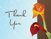 Sunset Lilies Blue Thank You Cards