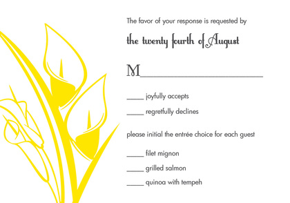 Lovely Silhouette Yellow Lilies Charcoal Invitations