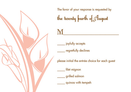 Lovely Pink Lilies Chocolate Brown Wedding Invitations