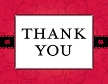 Modern Damask Red Thank You Cards